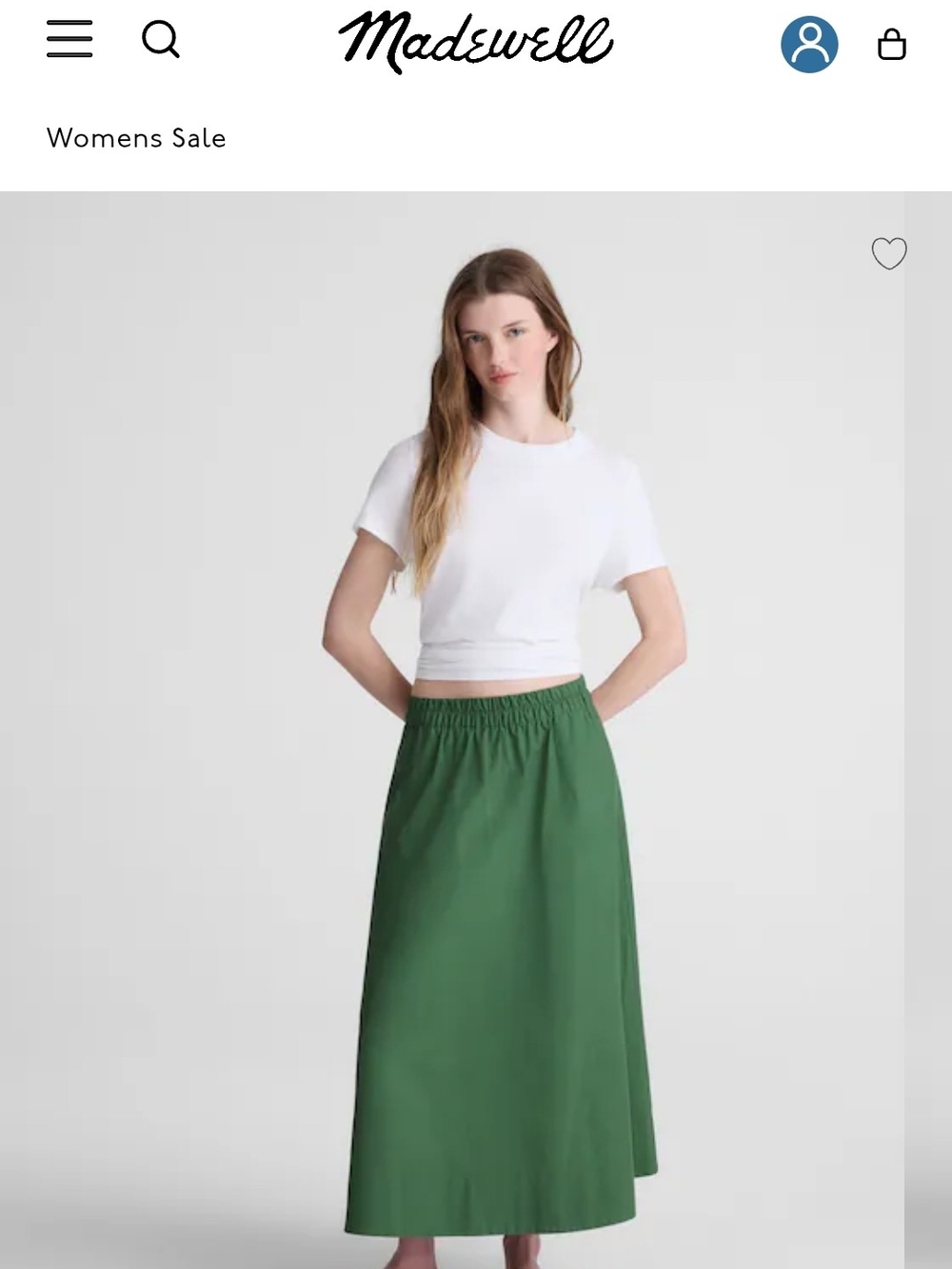 Madewell Forest Green Elastic-Waist Maxi Skirt